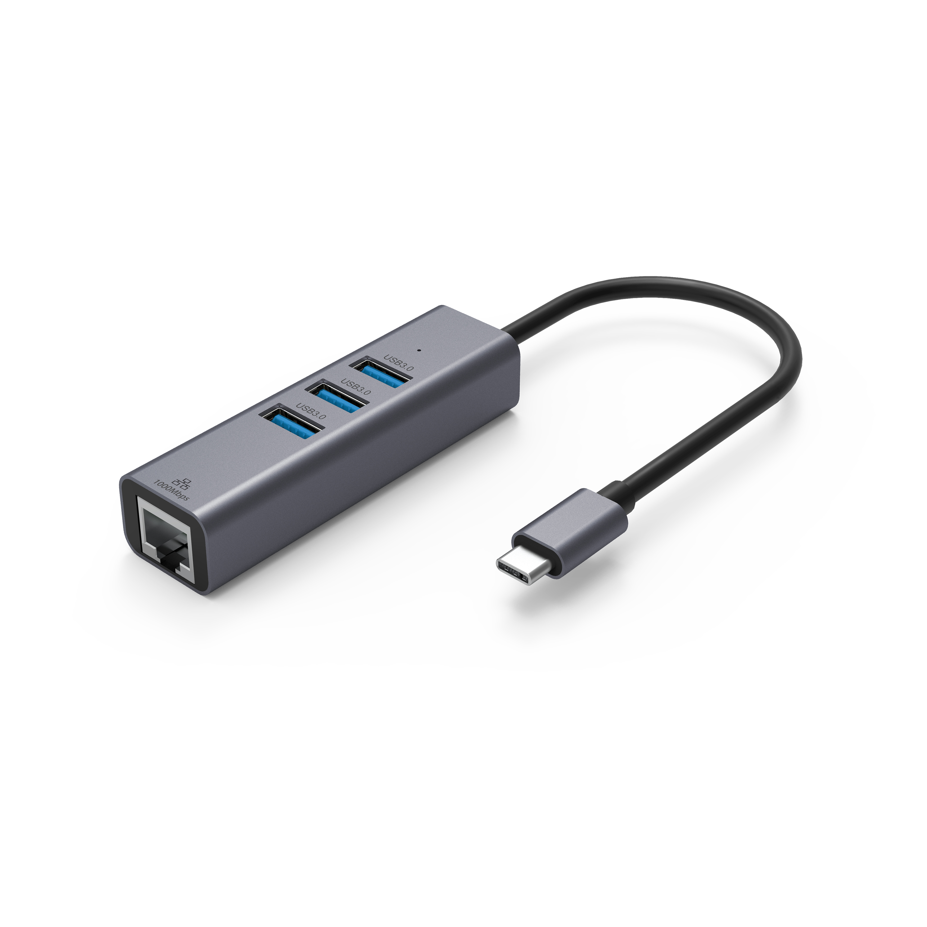 20cm 4 in 1 USB C Type Hub Type-C to 3*USB3.0+1*RJ45 gigabit ethernet usb c adapter