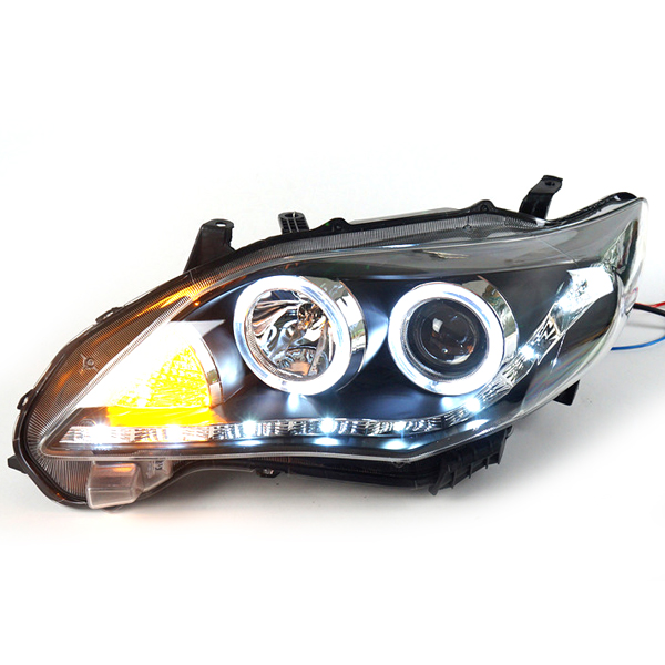 Toyota Corolla 2011 head lights led angel eyes car styling with HID lens Ballast optional