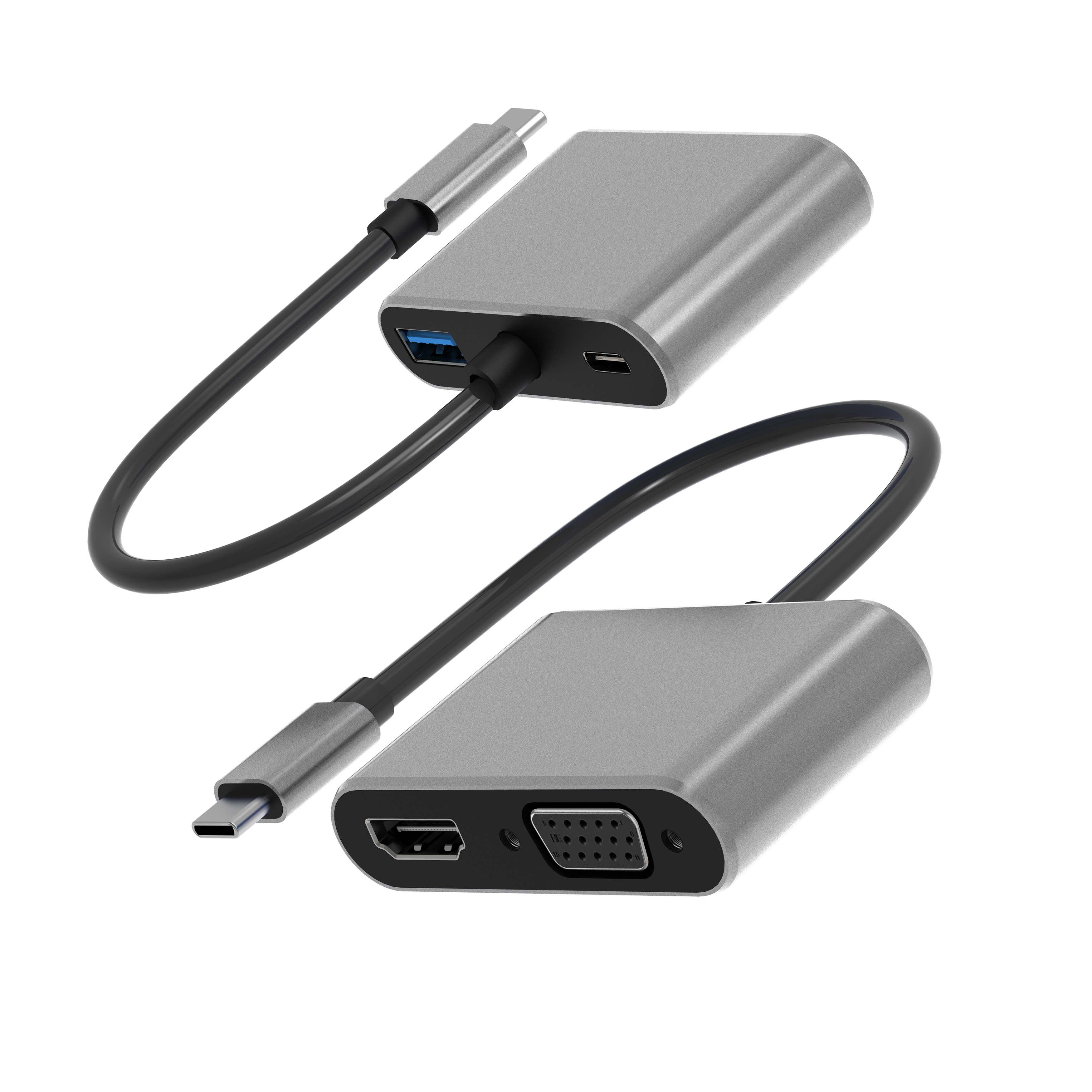 15cm 4 in 1 adapter USB Hub Type C mutli Type-C to HDMI+VGA+USB3.0+PD